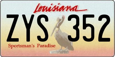 LA license plate ZYS352