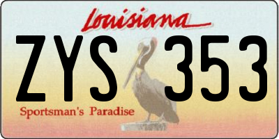 LA license plate ZYS353
