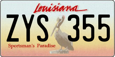 LA license plate ZYS355