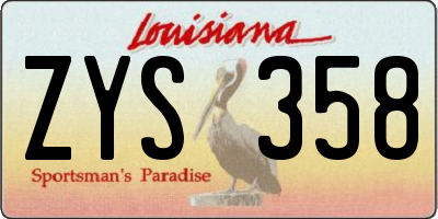 LA license plate ZYS358