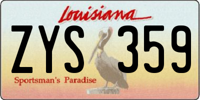 LA license plate ZYS359