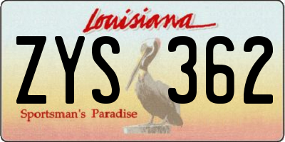 LA license plate ZYS362