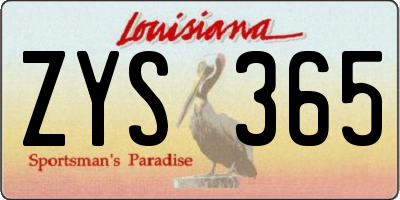 LA license plate ZYS365