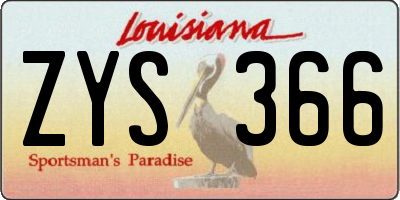 LA license plate ZYS366