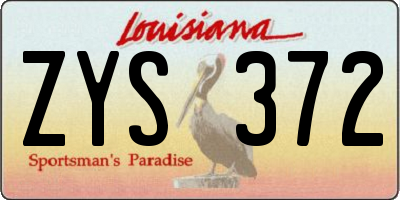 LA license plate ZYS372