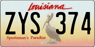 LA license plate ZYS374