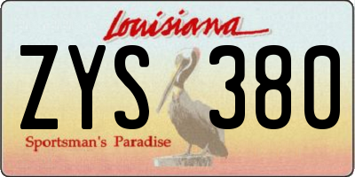 LA license plate ZYS380