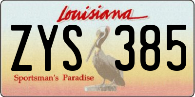 LA license plate ZYS385