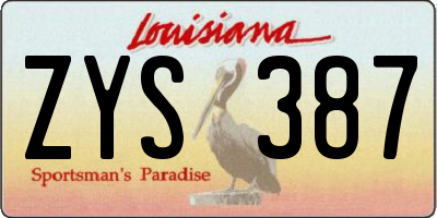 LA license plate ZYS387