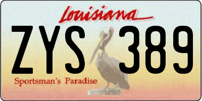 LA license plate ZYS389