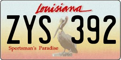 LA license plate ZYS392