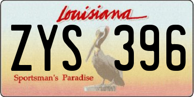 LA license plate ZYS396