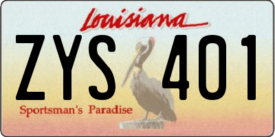 LA license plate ZYS401