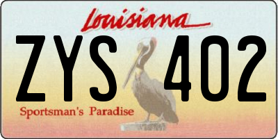 LA license plate ZYS402