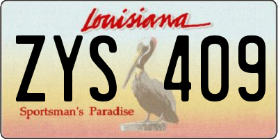 LA license plate ZYS409