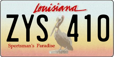 LA license plate ZYS410