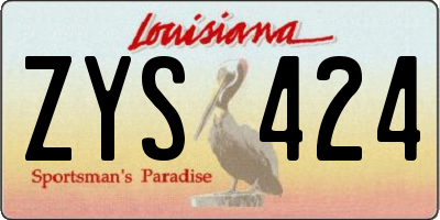 LA license plate ZYS424