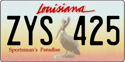 LA license plate ZYS425