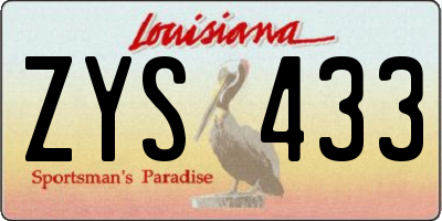 LA license plate ZYS433