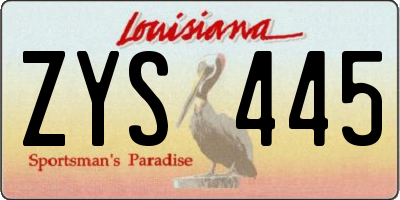LA license plate ZYS445