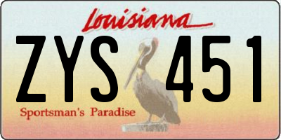 LA license plate ZYS451