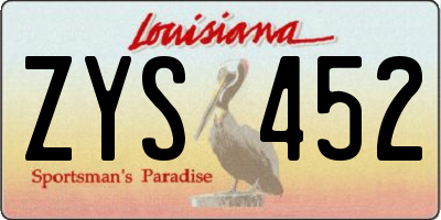 LA license plate ZYS452