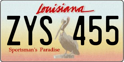 LA license plate ZYS455