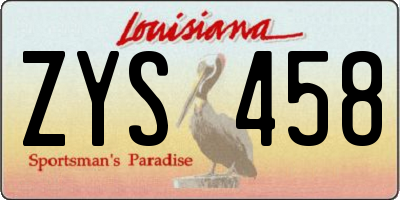 LA license plate ZYS458