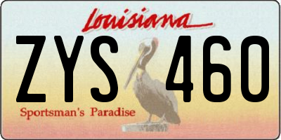 LA license plate ZYS460