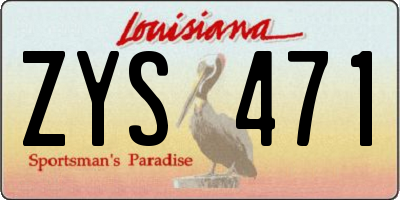 LA license plate ZYS471
