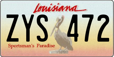 LA license plate ZYS472