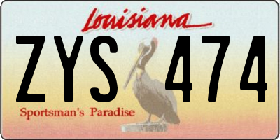 LA license plate ZYS474