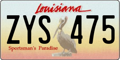 LA license plate ZYS475
