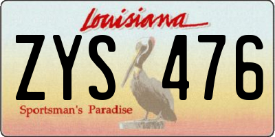 LA license plate ZYS476