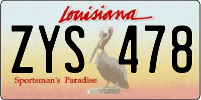 LA license plate ZYS478