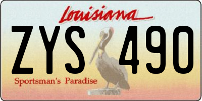 LA license plate ZYS490