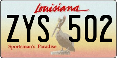 LA license plate ZYS502