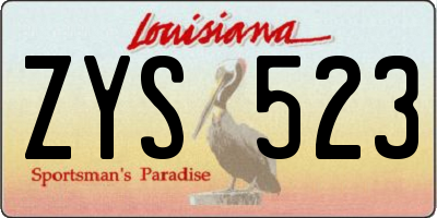 LA license plate ZYS523