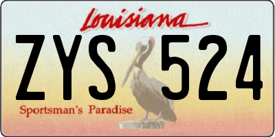 LA license plate ZYS524