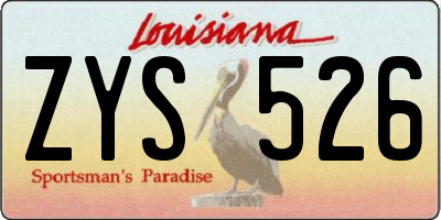 LA license plate ZYS526
