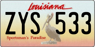 LA license plate ZYS533