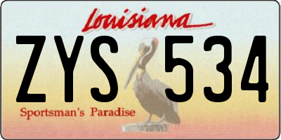 LA license plate ZYS534