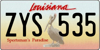 LA license plate ZYS535