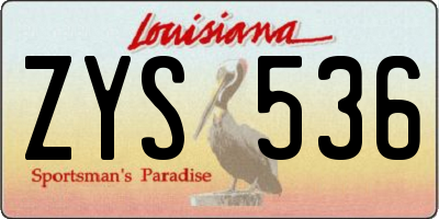 LA license plate ZYS536