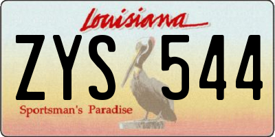 LA license plate ZYS544
