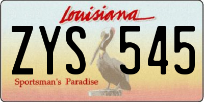 LA license plate ZYS545