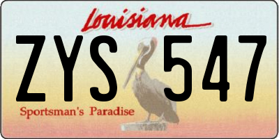 LA license plate ZYS547
