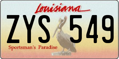 LA license plate ZYS549