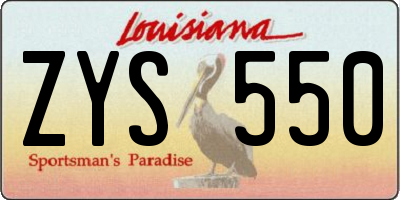 LA license plate ZYS550