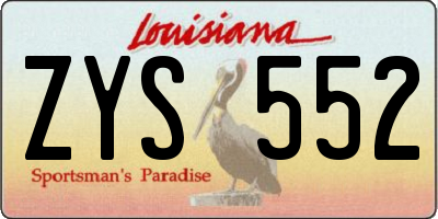 LA license plate ZYS552